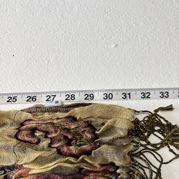 Pashmina & Silk Floral Scarf in Purple and Yellow - Picture 5 of 7